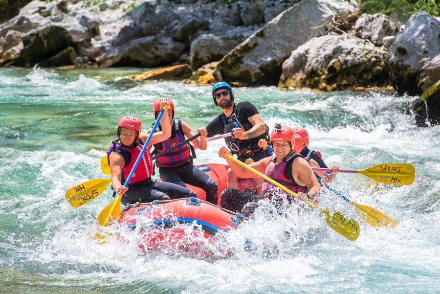 Bovec: Soča River Whitewater Rafting - A swim in the Soča’s clear water