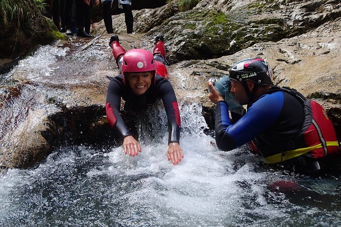 CANYONING in Susec from Bovec, Families welcome, photo service - Learning the jumps and slides
