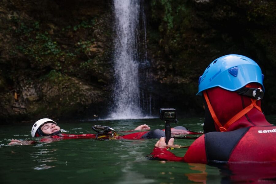 Lake Bled: Canyoning Adventure with Free Footage - Swimming through clear canyon pools