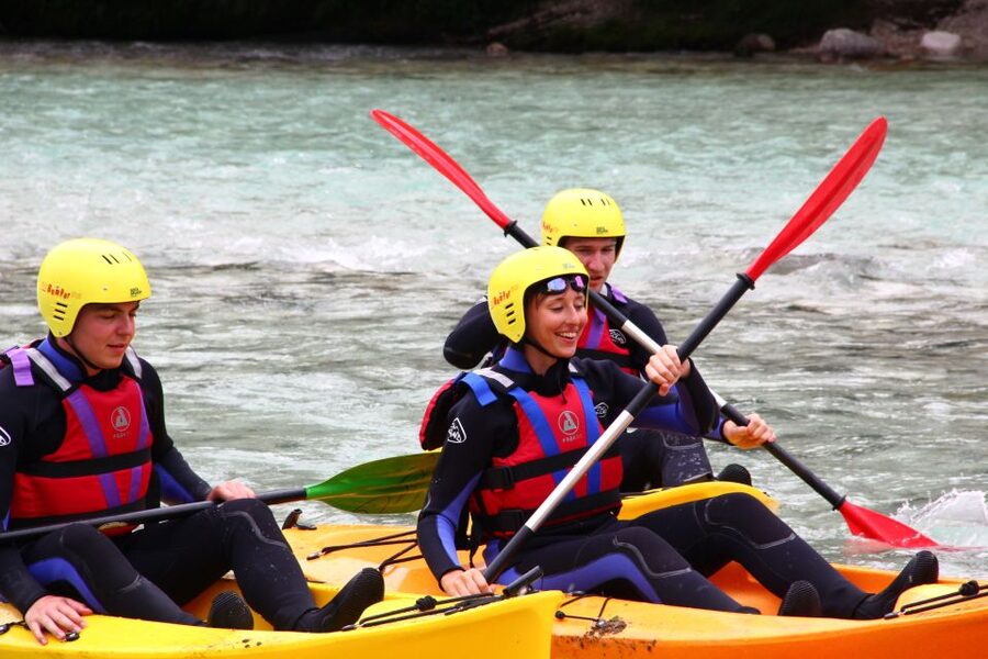 Soča: Kayaking on the Soča River Experience with Photos - Swimming, jumping, and kayak games