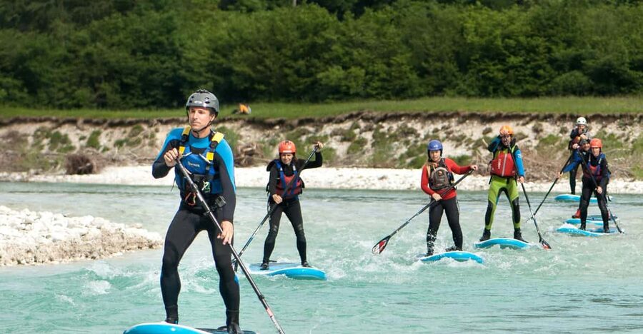 Soča Whitewater Stand-up Paddle Board: Small Group Adventure - Safety practice at Čezsoča